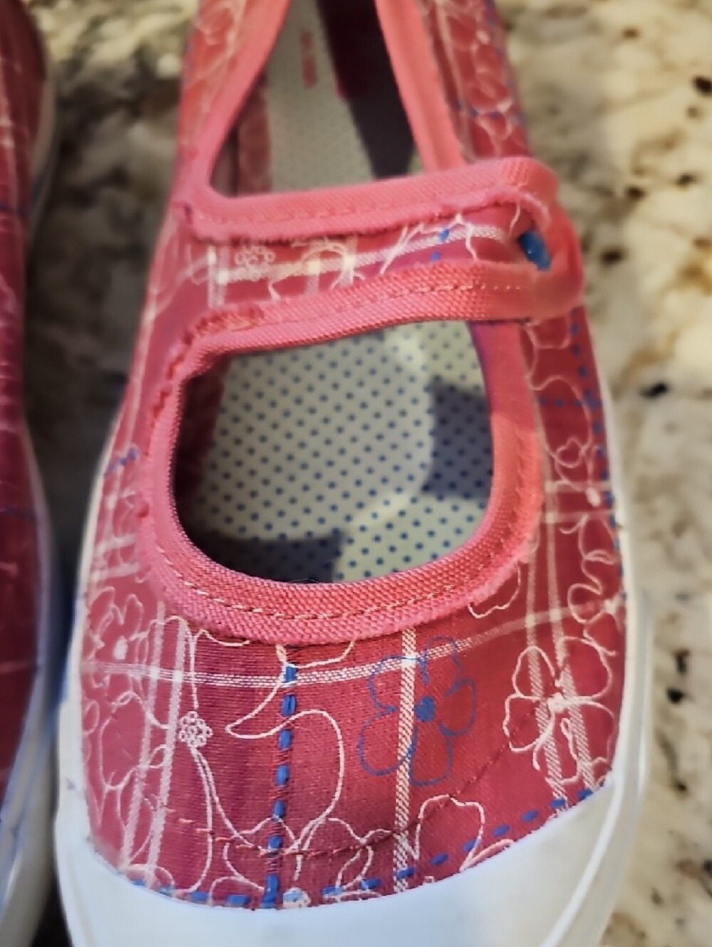 Keds Pink Floral Mary Jane Canvas Flats with Strap - Picture 5 of 7